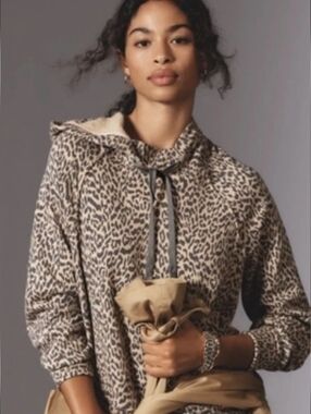 Anthropologie/ Daily Practice Hooded Sweatshirt Animal Print Size XXS